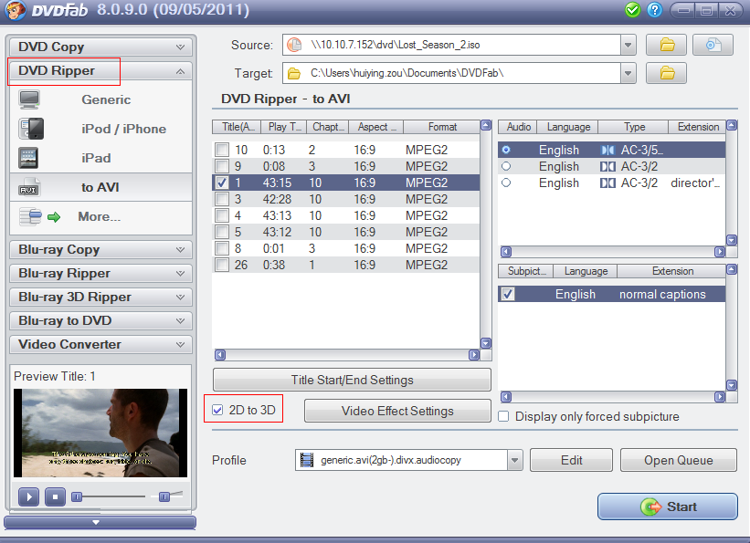DVDFab 2D to 3D Converter 10.0.1.2 software screenshot