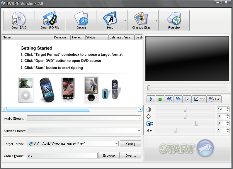 DVDPe 2.3 software screenshot