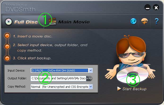 DVDSmith Movie Backup 1.0.8 software screenshot