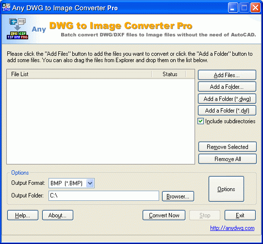 DWG to JPG Converter Pro Any 2010.5.5 software screenshot