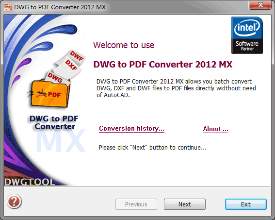 DWG to PDF Converter MX 5.6.6 software screenshot
