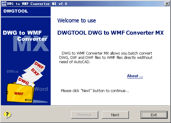 DWG to WMF Converter MX 5.6.4 software screenshot
