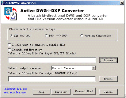 DXF to DWG Converter 2.38 software screenshot
