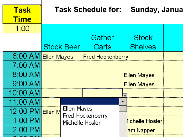 Daily Shifts and Tasks for 25 Employees 3.98 software screenshot