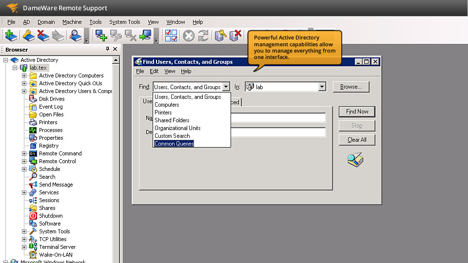 DameWare Remote Support (formerly DameWare NT Utilities) 9.0.0.174 software screenshot