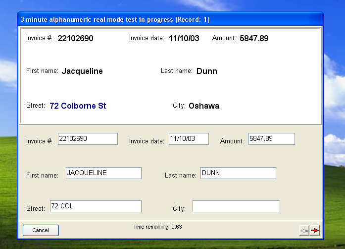 Data Entry Test 2004 5.0 software screenshot