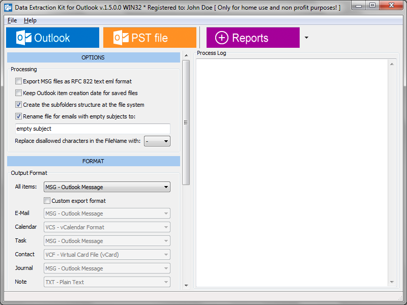 Data Extraction Kit for Outlook 1.5.0.0 software screenshot