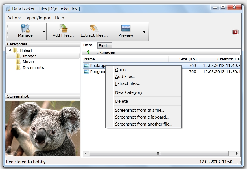 Data Locker 1.0.0.35 software screenshot