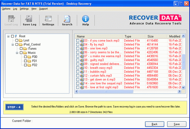 Data Recovery from iPod 1.1 software screenshot
