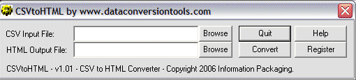 DataConversionTools.com CSVtoHTML Converter 1.01 software screenshot