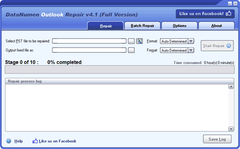 DataNumen Outlook Repair 4.1.0.0 software screenshot