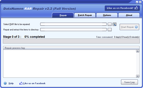 DataNumen RAR Repair 2.2.0.0 software screenshot