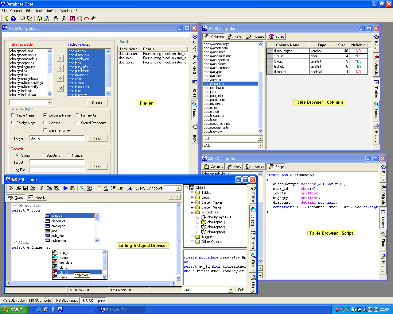 Database Gate 1.9 software screenshot