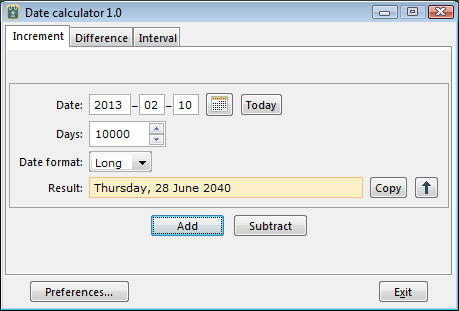 Date Calculator Free 2.3 software screenshot
