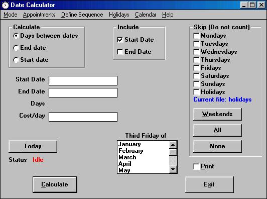 Date Calculator 7.3.0 software screenshot