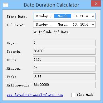 Date Duration Calculator 1.0 software screenshot