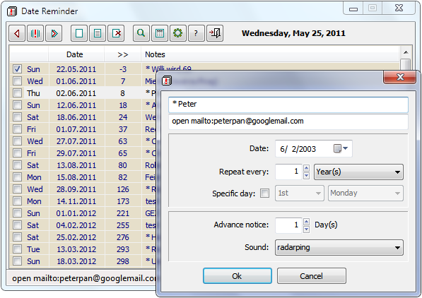 Date Reminder Free 3.32 software screenshot