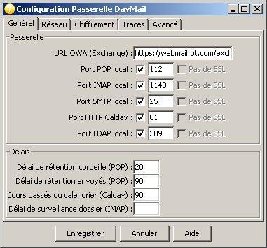 DavMail Gateway 4.7.1-2416 software screenshot