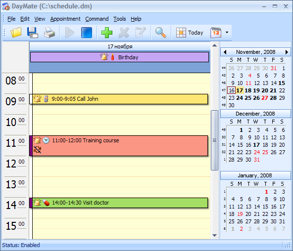 DayMate 6.55 software screenshot
