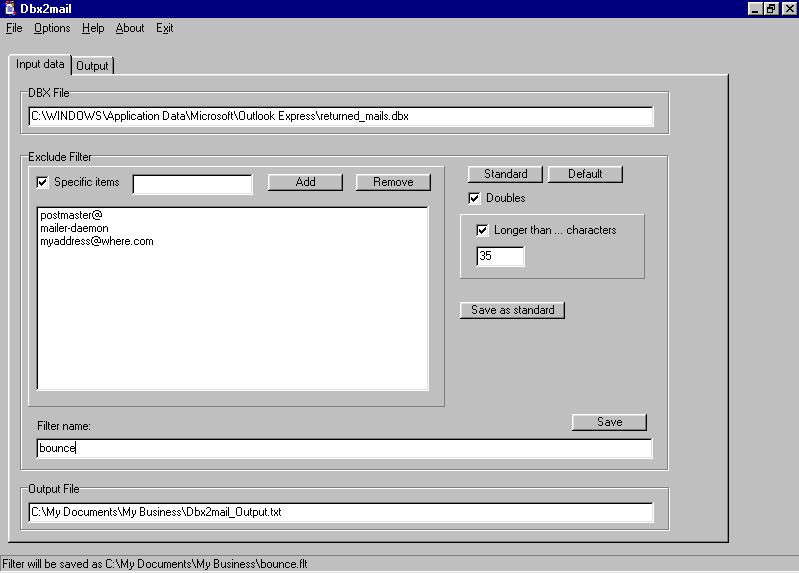 Dbx2mail 2.1 software screenshot