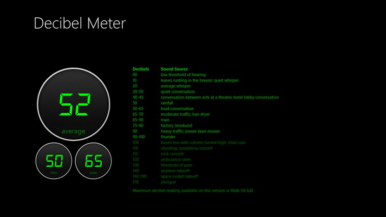 Decibel Meter 1.0.0.7 software screenshot