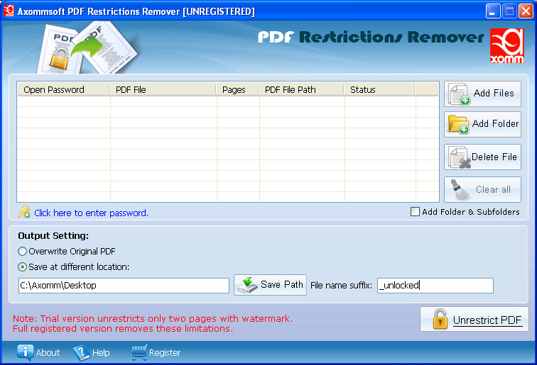 Decrypt Adobe Pdf Files 1.2 software screenshot
