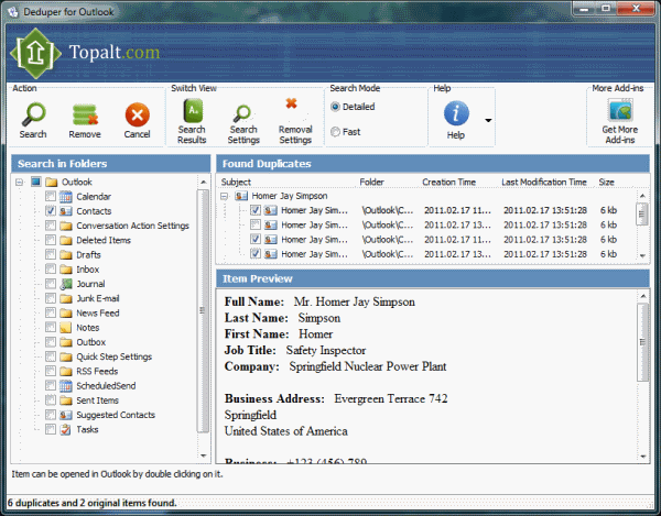 Deduper for Outlook 3.14.5548 software screenshot
