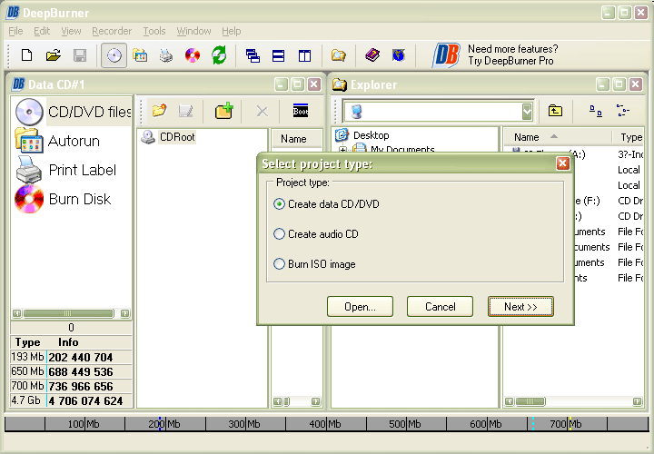 DeepBurner Portable 1.9 software screenshot
