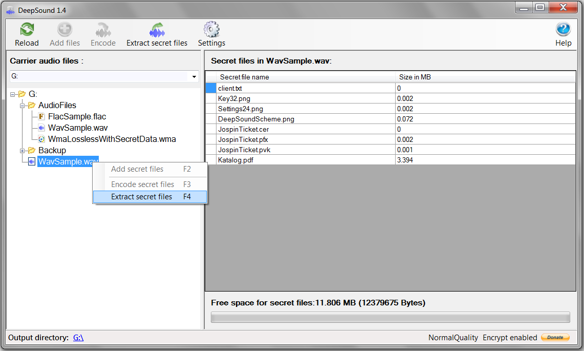 DeepSound 1.6.0.0 software screenshot