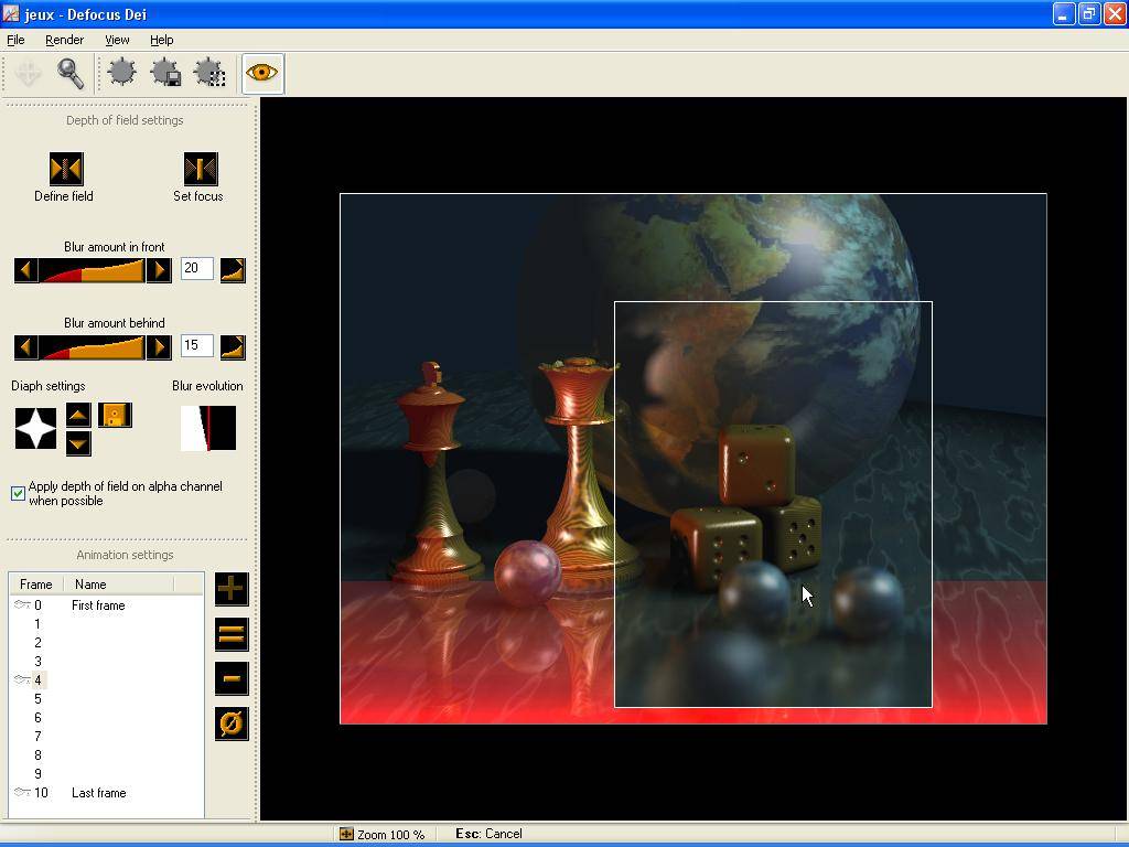 Defocus Dei 4.0 software screenshot