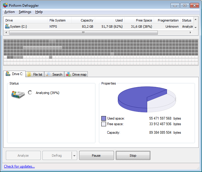 Defraggler 2.21.993 software screenshot