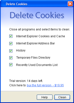 Delete Cookies 1.2 software screenshot