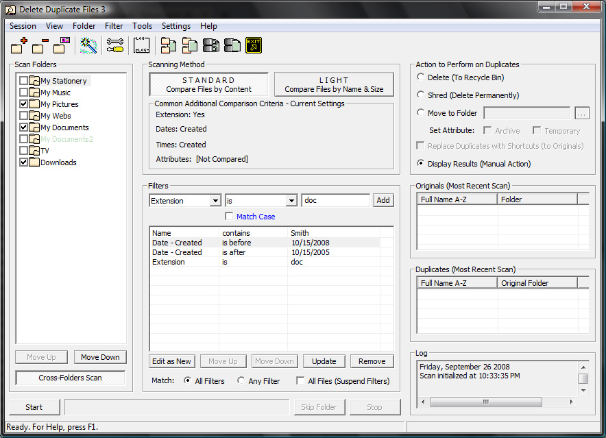 Delete Duplicate Files 5.6.0.1 software screenshot
