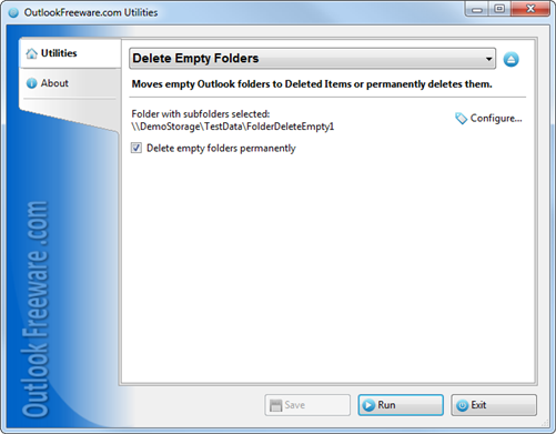 Delete Empty Folders 2.5 software screenshot