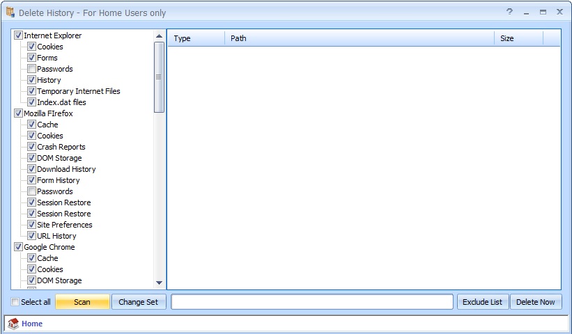 Delete History 2.0 software screenshot