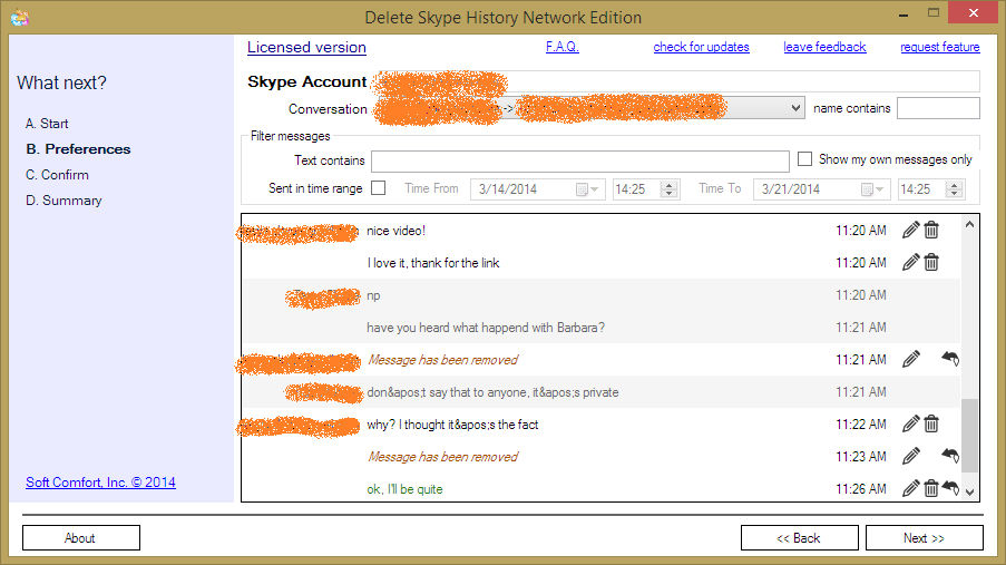 Delete Skype History Network Edition 1.0.7.127 software screenshot
