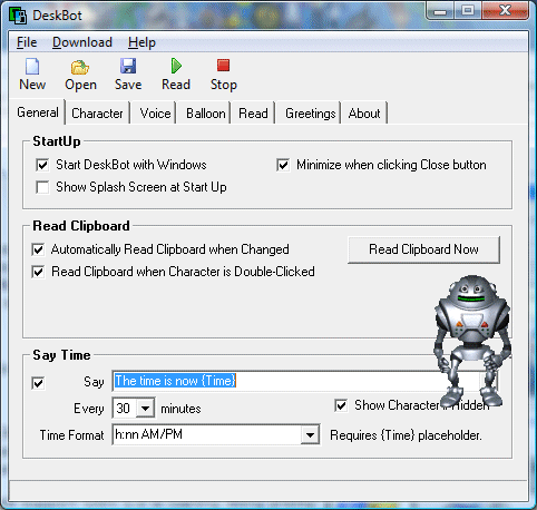 DeskBot 2.6 software screenshot