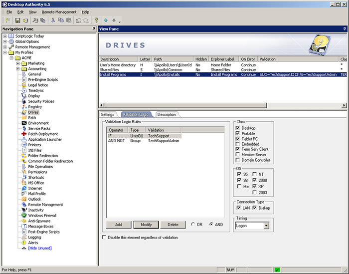 Desktop Authority 7.05 software screenshot