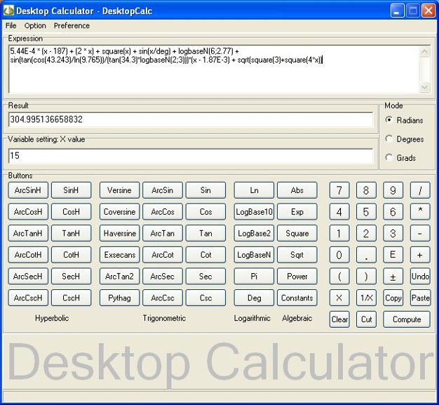 Desktop Calculator - DesktopCalc 2.1.6 software screenshot