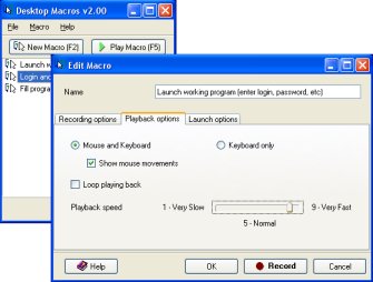 Desktop Macros 2.10 software screenshot