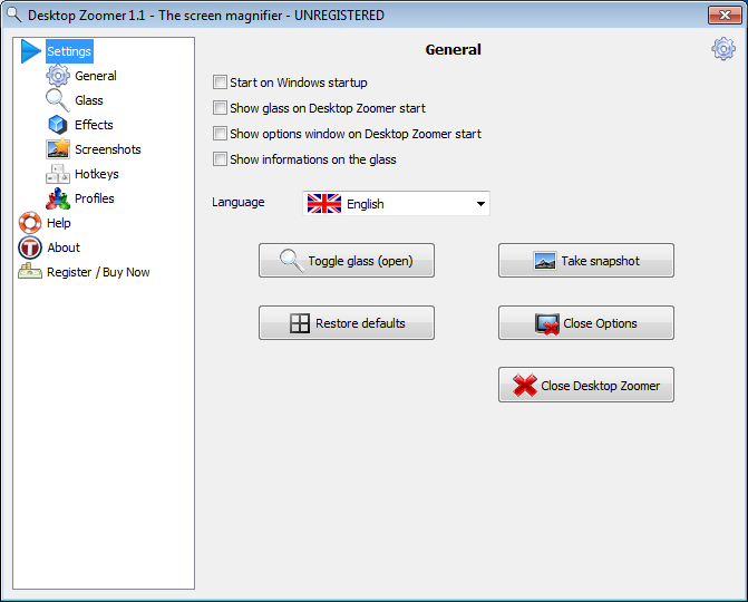 Desktop Zoomer 1.4 software screenshot