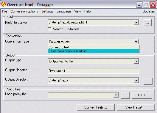 Detagger 2.4 software screenshot