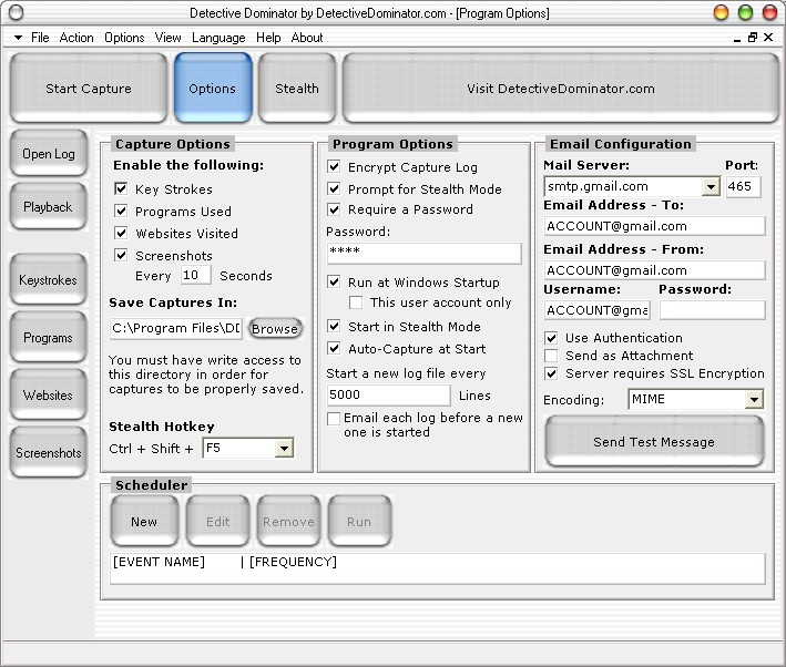 Detective Dominator 4.6 software screenshot