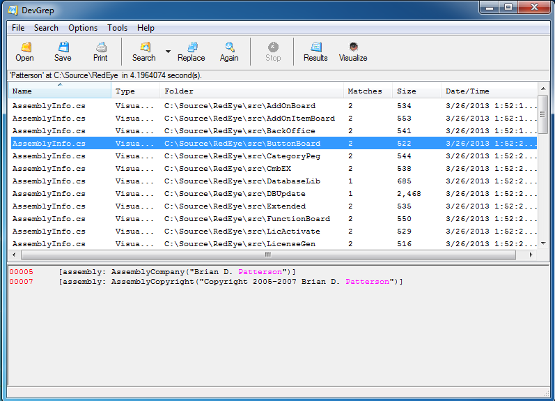 DevGrep 1.8.10.0 software screenshot