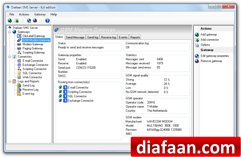 Diafaan SMS Server - full edition 4.0.0.0 software screenshot