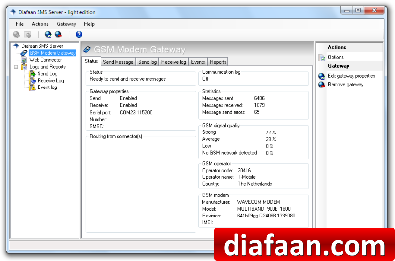 Diafaan SMS Server - light edition 4.0.0.0 software screenshot