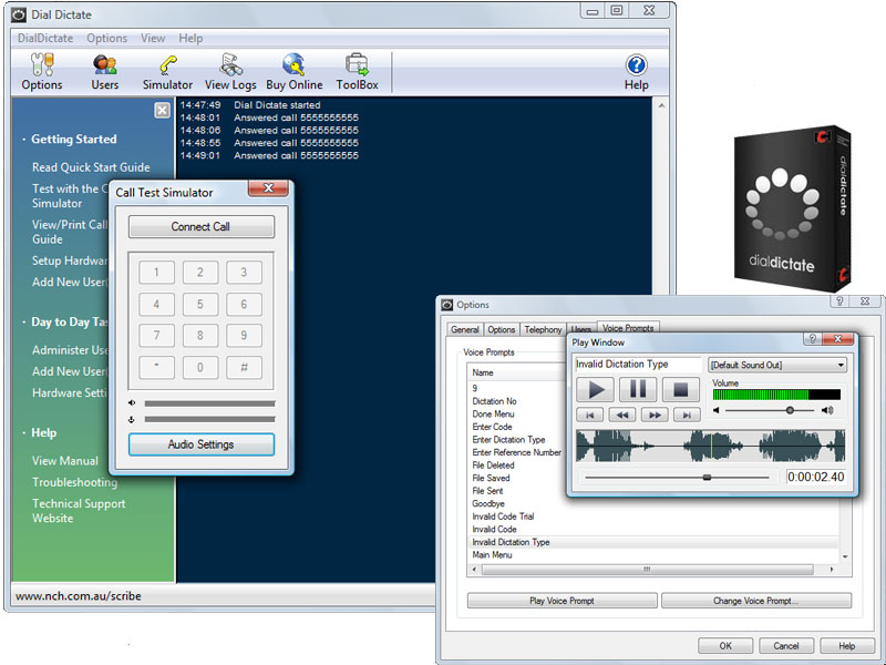 DialDictate Phone Dictation System 4.27 software screenshot