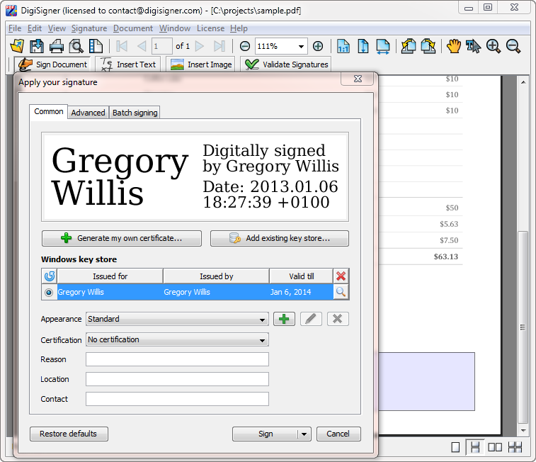 DigiSigner Pro 3.3.6 software screenshot