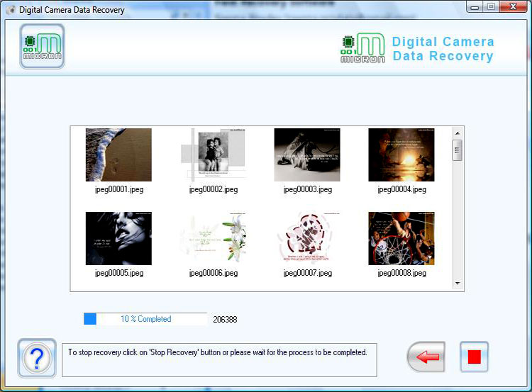 Digital Camera Files Restore 4.8.3.1 software screenshot