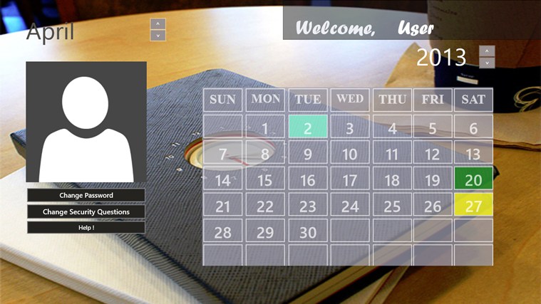 Digital Diary for Windows 8 1.0.1.1 software screenshot